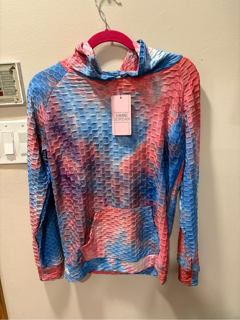 Jordan Women's Hooded Rashguard Top - Pink & Blue Tie-Dye